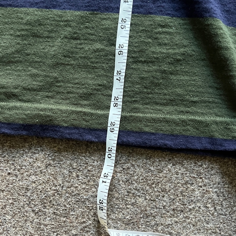 Vintage ‘92 Lands End Rugby Long Sleeve Polo Denim Collar Green Blue Stripe XL - Picture 14 of 16